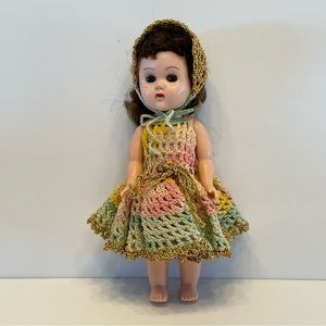 Ginny Doll Vogue Vintage 1950's Brunette Crochet Dress and Hat